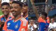 Rohit Sharma Praises Hardik Pandya's Performance in T20 World Cup 2024 Final During Team India's Celebrations, Fans at Wankhede Stadium Chant for Star All-Rounder (Watch Video)