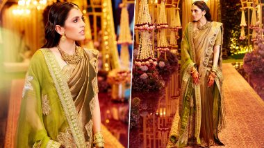 Shloka Mehta Dazzles in a Stunning Gold Silk Tissue Saree and Her Nani’s Vintage Jewellery at Anant Ambani and Radhika Merchant’s Mehendi Ceremony (View Pictures)