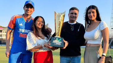 Shubman Gill Poses With Trophy Alongside Sister Shahneel and Parents Following India's T20I Series Victory Over Zimbabwe (See Pic)