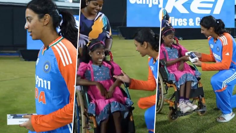 Smriti Mandhana Gifts Mobile Phone to Specially-Abled Fan Adeesha Herath After IND-W vs PAK-W Women's Asia Cup T20 2024 Match, Heartwarming Video Goes Viral