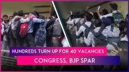 Gujarat: Stampede-Like Chaos at Bharuch Hotel As Hundreds Turn Up for Job Interview, Congress and BJP Spar After Video of Jostling Crowd Goes Viral