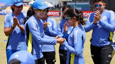 Women’s Asia Cup T20 2024: Tanuja Kanwer Makes International Debut in IND-W vs UAE-W Match, Receives Cap From Renuka Thakur