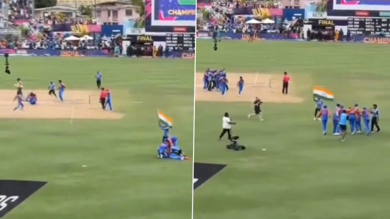 Unseen Video Capturing Rohit Sharma and Co's First Reaction After India Won T20 World Cup 2024 Final from Spectator's POV Goes Viral