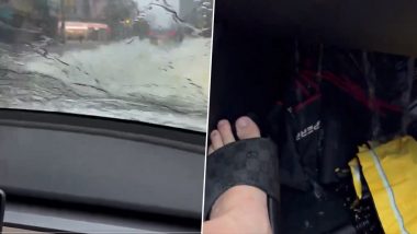 Tesla Driving Through Flooded Street in Taiwan’s Kaohsiung Amid Typhoon Gaemi, Viral Video Shows Flood Water Leaking Inside Car Floor As Owners Put Vehicle’s Water Resistance To Test