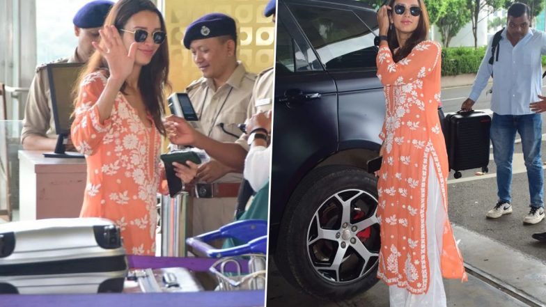 Tripti Dimri Latest Airport Look: ‘Bad Newz’ Actress Looks Chic in Peach Chikankari Kurta, Raises the Bar for Ethnic Fashion Goals (View Pics)