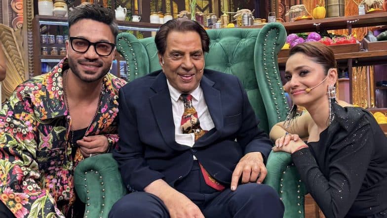 ‘Laughter Chefs Unlimited Entertainment’: Ankita Lokhande and Vicky Jain Share a Moment With Dharmendra on Set; Actress Pens Heartfelt Note for ‘Dharam Paaji’