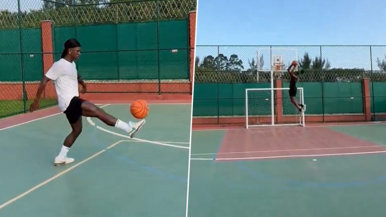 Vinicius Jr Shows Off His Football Skills, Assists NBA Star Jaylen Brown in Scoring a Basket; Video Goes Viral