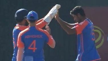 Washington Sundar Completes 100 Wickets in T20 Cricket, Achieves Feat by Dismissing Dion Myers in IND vs ZIM 1st T20I 2024