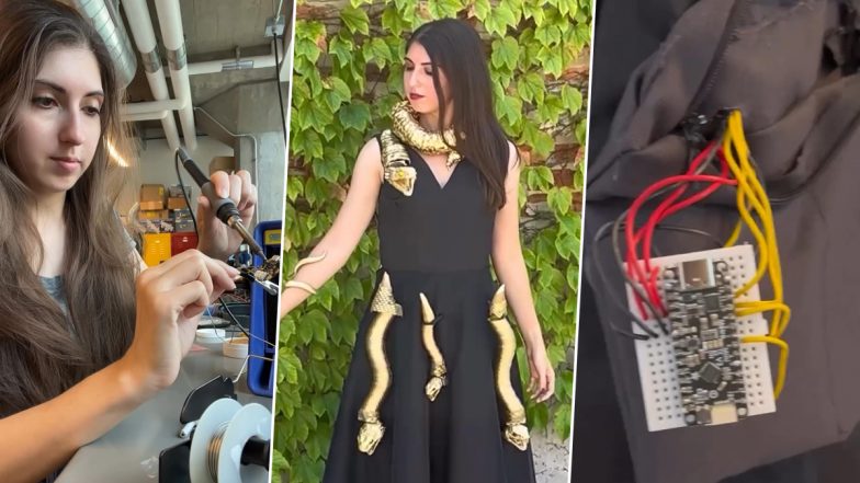 World’s 'First AI Dress' With Robotic Snakes Viral Video: Google Software Engineer Christina Ernst Makes a Fashion Statement With Medusa Dress (Watch)