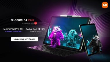 Xiaomi 14 Civi Limited Edition, Redmi Pad SE 4G, Redmi Pad Pro Launch Live Streaming: Watch Online Telecast of New Xiaomi and Redmi Devices; Know Price, Specifications and Other Details