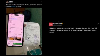 Zomato Customer Compares Restaurant Bill With Online Order, Company Responds After Photo Showing the Price Gap Goes Viral