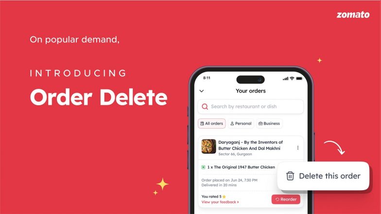 Zomato Launches New Feature To Help Customers Delete Order History on Platform After Customer Said ‘Bye Bye Zomato’