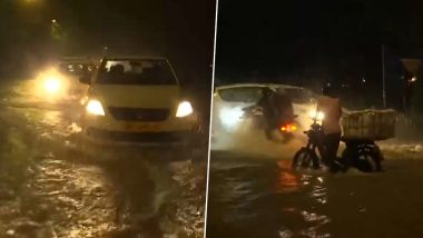 Delhi Rains: Heavy Rain Brings Respite but Causes Traffic Woes in Delhi-NCR, Several Parts of the City Witness Waterlogging (See Pics and Videos)