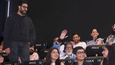 Amitabh Bachchan Watches ‘Kalki 2898 AD’ in Theatre With Son Abhishek Bachchan, Senior Actor Says ‘So Satisfying to Be Out to Witness All the Progress’