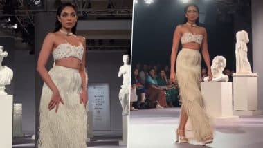 India Couture Week 2024: Sobhita Dhulipala Dazzles As Showstopper for Rimzim Dadu’s ‘Stucco’ Collection (Watch Videos)