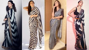 From Kiara Advani to Parineeti Chopra, Actresses Slay In Black & White Stripe Sarees!