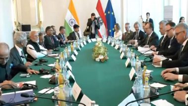 PM Narendra Modi, Austrian Chancellor Karl Nehammer Hold Delegation-Level Talks in Vienna (Watch Video)