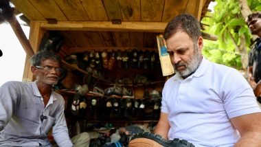 Rahul Gandhi Meets Cobbler in Uttar Pradesh’s Sultanpur To ‘Understand’ Community’s Problems (See Pics)