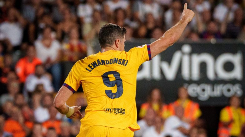 Valencia 1-2 Barcelona LaLiga 2024-25: Robert Lewandowski Scores a Brace as Hansi Flick’s Side Gets Winning Start in New Season