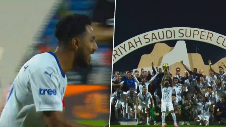 Al-Hilal Captain Salem Aldawsari Recreates Lionel Messi’s ‘FIFA World Cup 2022 Celebration’ While Lifting Saudi Super Cup 2024 Defeating Cristiano Ronaldo’s Al-Nassr in Final (Watch Video)