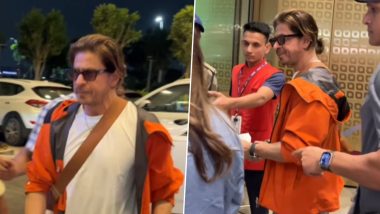 Shah Rukh Khan Dazzles in Orange Outfit As He Reaches Mumbai Airport; SRK Jets Off to Switzerland for 2024 Locarno Film Festival (Watch Video)