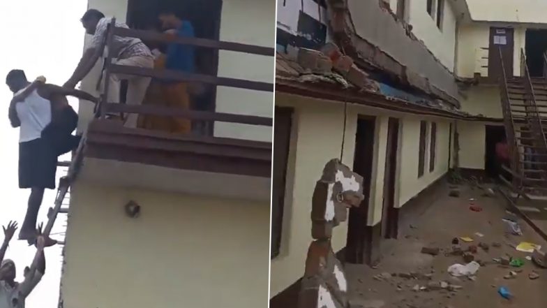 Barabanki School Balcony Collapse: Around 40 Students Injured After Balcony of Avadh School Building Collapses During Morning Assembly, Visuals Surface