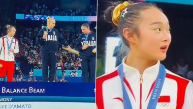 18-Year-Old Gymnast Zhou Yaqin's Heart-Winning Reaction Goes Viral as Silver Medalist Athlete Tries to Follow ‘Podium Ritual’ With Italian Medal Winners