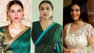 Hariyali Teej 2024 Style Guide: From Kajol to Janhvi Kapoor, 5 Bollywood Actresses in Green Sarees To Amp Up Your Ethnic Fashion Game (View Pics)
