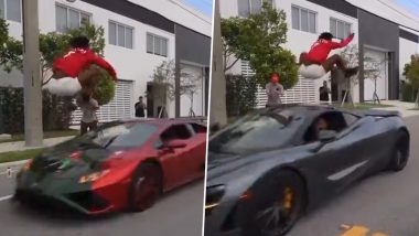 IShowSpeed Hits Cristiano Ronaldo’s ‘SIUUU’ Celebration After Jumping Over Speeding Lamborghini and McLaren in Jaw-Dropping Stunt; Video Goes Viral -WATCH