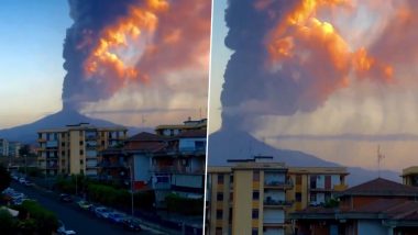 Mount Etna Eruption in Italy Video: Catania Airport Halts All Flight Operations After Europe’s Tallest Volcano Erupts in Sicily