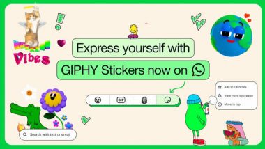 WhatsApp New Update: Meta-Owned Platform Introduces GIPHY Stickers and Options To Create Custom Stickers Using Meta AI