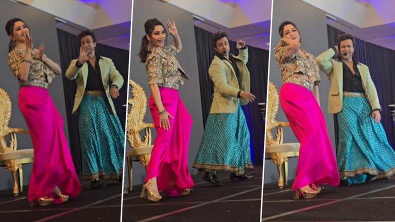 Shalin Bhanot Dances in Skirt With Madhuri Dixit to ‘Dola Re Dola’ Song During Her US Tour (Watch Video)