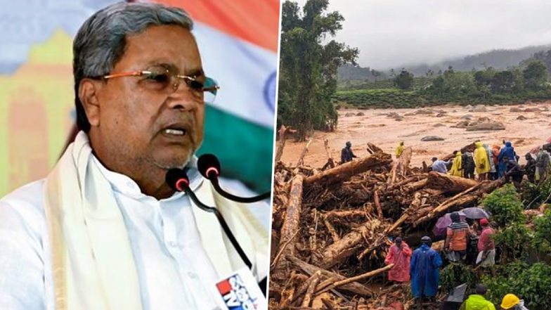 Wayanad Landslide: Karnataka CM Siddaramaiah Announces Support for Kerala, Pledges To Construct 100 Houses for Victims