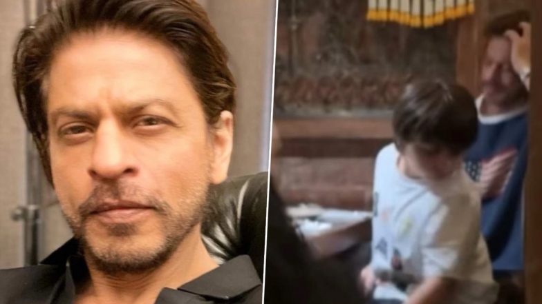 New Video of Shah Rukh Khan From NY Trip Goes Viral; Actor Spotted Enjoying Meal With Son AbRam at Restaurant – WATCH