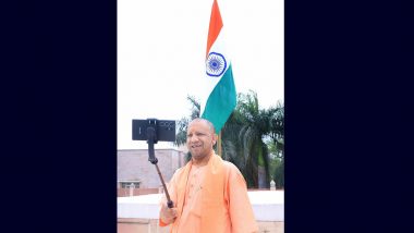 Har Ghar Tiranga Campaign: Uttar Pradesh CM Yogi Adityanath Hoists Flag at His Lucknow Residence Ahead of Independence Day 2024, Takes Selfie With It (See Pic)