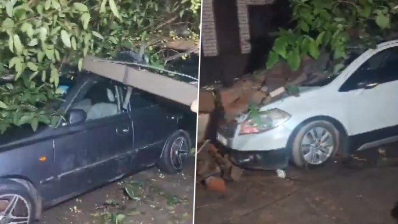 Delhi Wall Collapse: Government School Wall Collapses on Parked Cars in New Ashok Nagar (Watch Video)