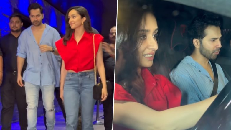 Varun Dhawan Shields ‘Stree 2’ Star Shraddha Kapoor as She Gets Mobbed by Fans (Watch Video)