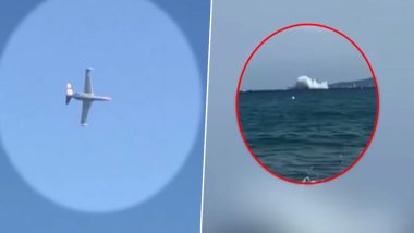 Plane Crash in France: Pilot Killed After Military Trainer Jet Crashes Into Sea During Airshow in Le Lavandou, Video Goes Viral