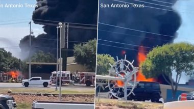 Texas Fire: Massive Blaze Engulfs Jacuzzi Store in San Antonio, Video Shows Raging Flames and Huge Cloud of Black Smoke