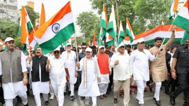 Har Ghar Tiranga Campaign: BJP President JP Nadda Flags Off Tiranga Yatra From Gujarat’s Rajkot Ahead of Independence Day 2024 (See Pics)