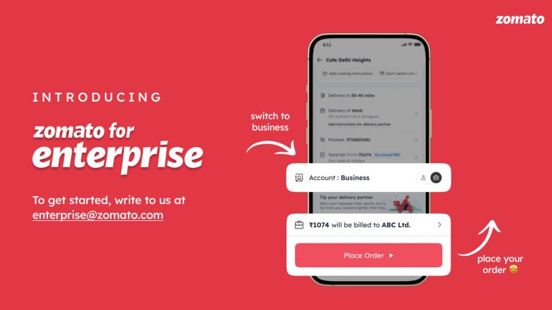 Zomato CEO Deepinder Goyal Introduces ‘Zomato for Enterprise’ To Simplify Corporate Food Expense Management