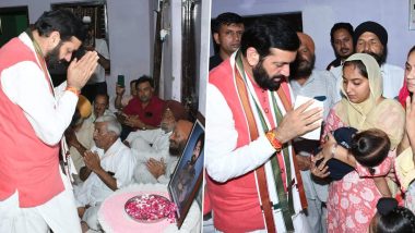 Haryana CM Nayab Singh Saini Visits Residence of Martyr Naik Gurpreet Singh, Assures Support to Bereaved Family (See Pics)