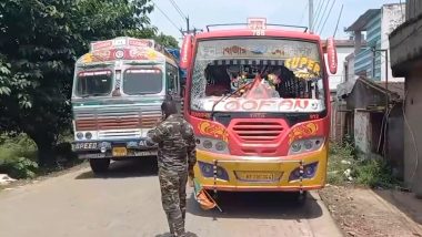 Bengal Bandh: 10–12 Individuals on Bikes Vandalise Passenger Buses in West Midnapore Amid Statewide Strike (Watch Video)