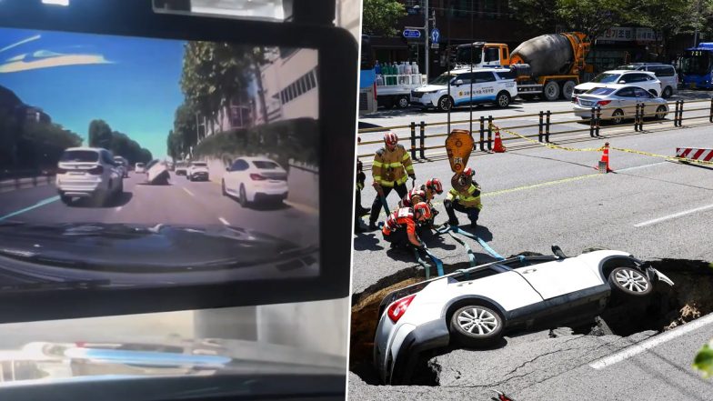 South Korea: 2 Injured As Sinkhole Suddenly Opens Up, Swallows Car in Seoul’s Seodaemun (See Pics and Video)