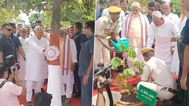 Raksha Bandhan 2024: Bihar CM Nitish Kumar Celebrates Rakshabandhan, Ties Rakhi to Tree in Patna (Watch Video)