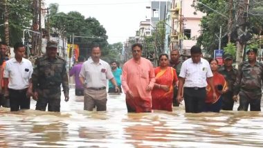 Tripura Floods: CM Manik Saha Walks Through Flooded Streets of Agartala, Leads Relief Efforts Amid Heavy Rainfall (Watch Video)