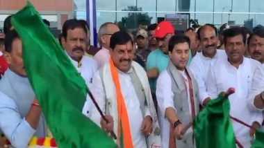 Madhya Pradesh CM Mohan Yadav, Jyotiraditya Scindia Flag Off ‘Pashu Seva Rath’ To Provide Health Services to Animals in Gwalior (Watch Video)