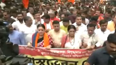 Kolkata Doctor Rape and Murder Case: BJP Marches to Swasthya Bhawan, Accuses State of Cover-Up and Demands Justice (Watch Video)