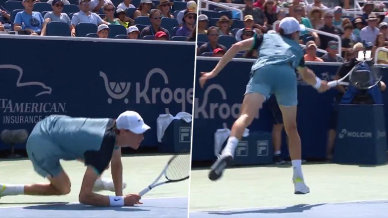 Jannik Sinner Incredibly Recovers From 'Fall on Court' to Win Point Against Andrey Rublev During Cincinnati Open 2024 Quarterfinal Match (Watch Video)