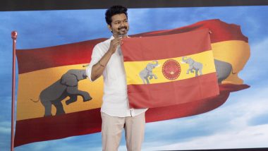 Thalapathy Vijay Unveils Tamilaga Vettri Kazhagam Party Flag and Anthem in Chennai; Know Everything About the ‘Vaagai’ Flag and Thaman’s Powerful Track!